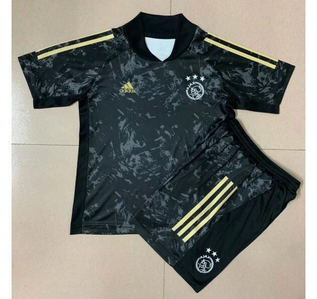 Kids Ajax Black Training Kits (Shirt+Shorts) 2020/21